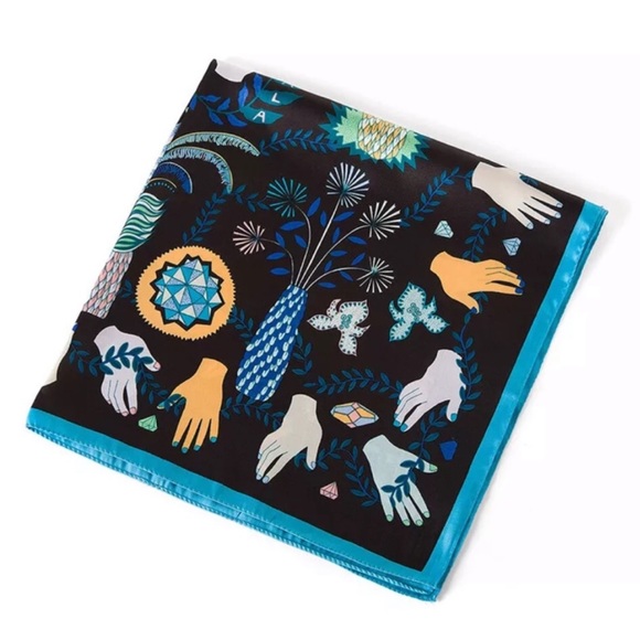 Healing Hamsa Hands Evil Eye Silk Scarf - Picture 3 of 5